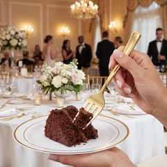 Elegant Gold Plastic Serving Forks - 9.75 In. | 2 Count