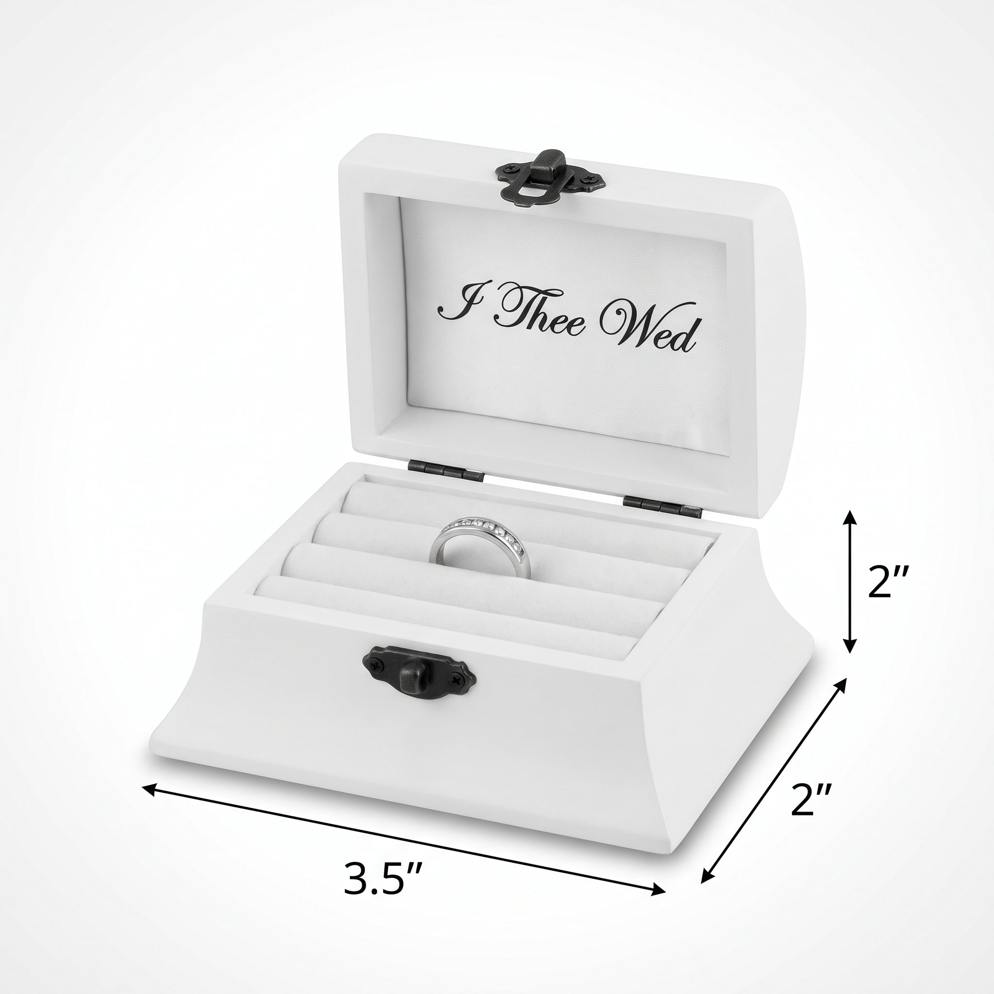 "I Thee Wed" Wedding Ring Bearer Box - Elegant White MDF Keepsake