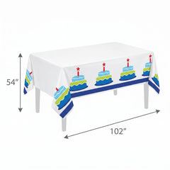 Modern Birthday Cake Plastic Table Cover, Reusable, 54x102 inches