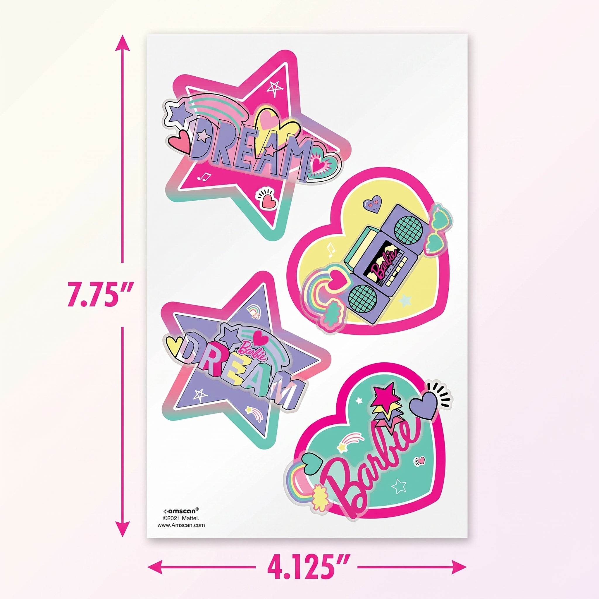 Barbie Dream Together 3D Temporary Tattoos (4-Pack) - Perfect for Kids' Birthday Parties