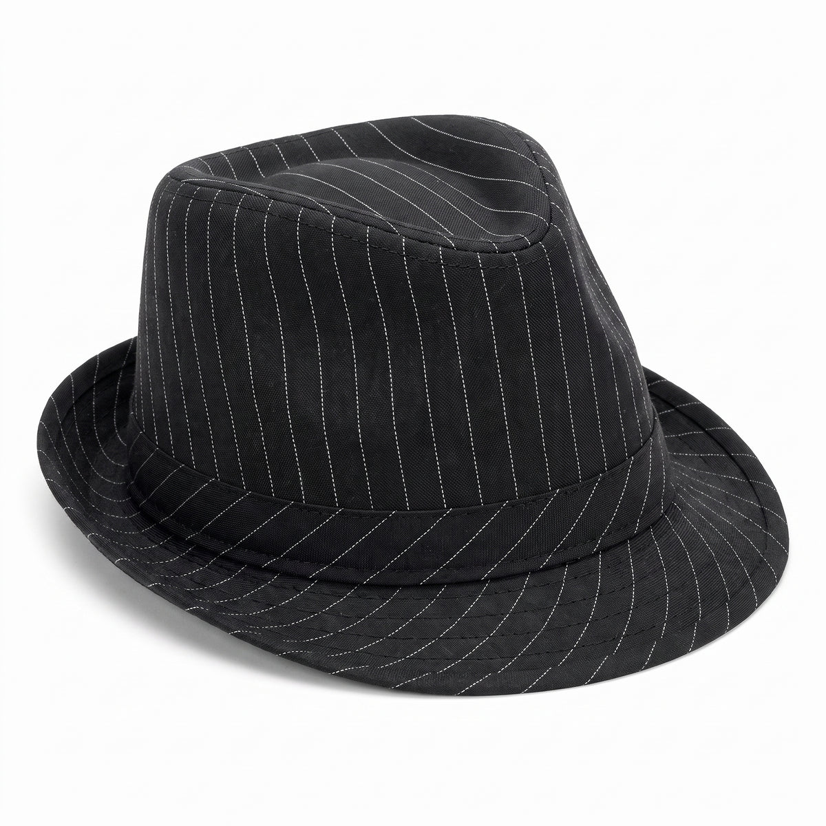 Classic Black & White Pinstripe Fedora Hat