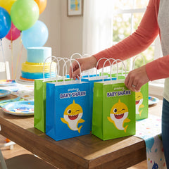 Baby Shark Kraft Gift Bags - 8 Pack for Kids' Birthday Parties