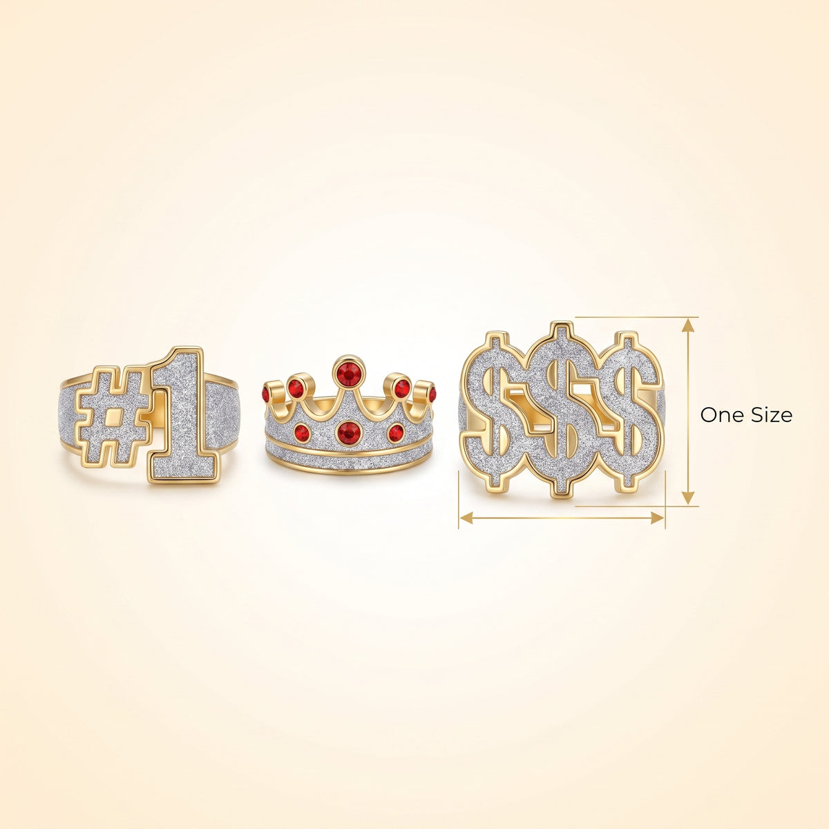 Bling Rings Costume Set - Silver, 3-Pack