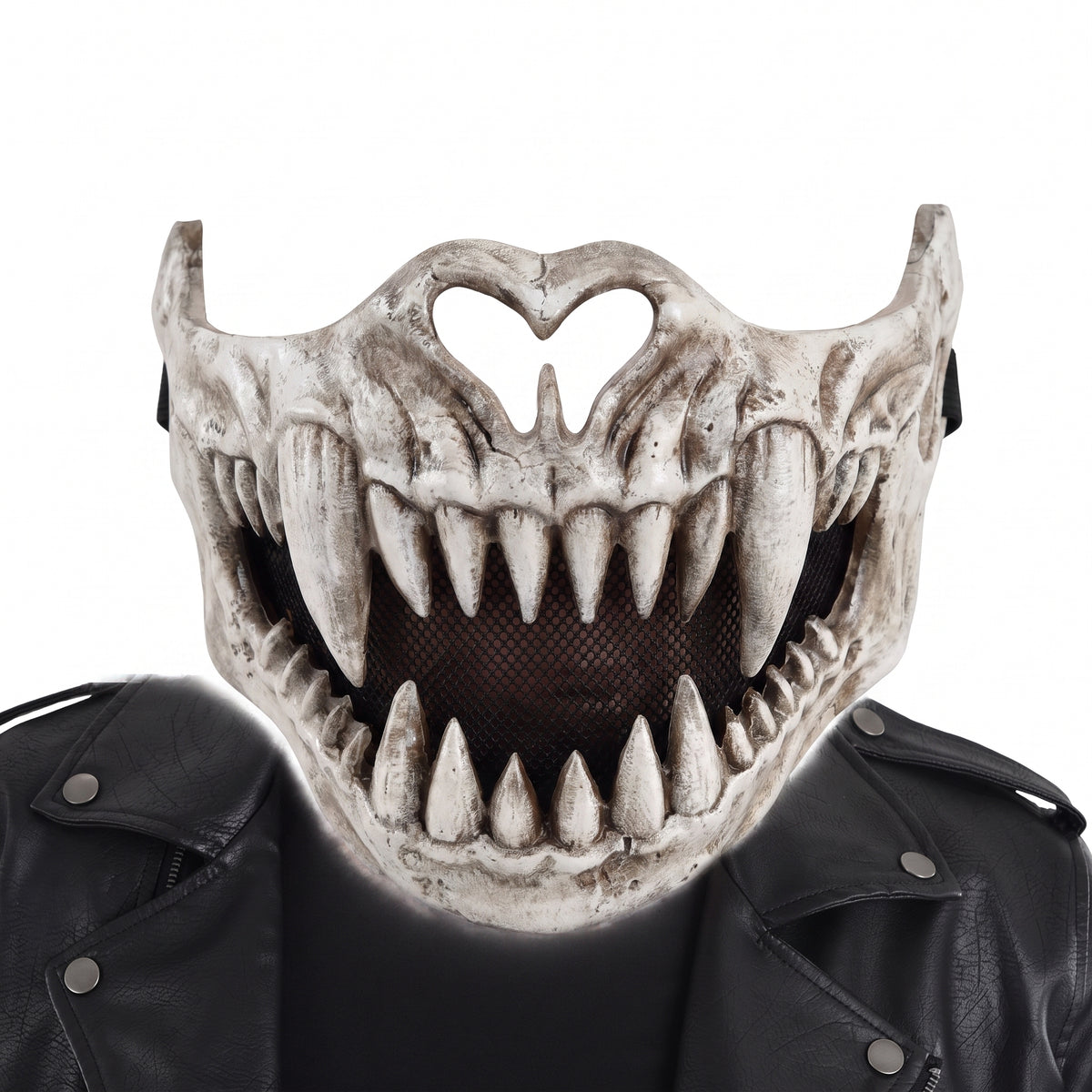 Half Skull Creature Mask - Terrifying Halloween Accessory