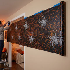 Classic Black & Orange Spider Web Room Roll