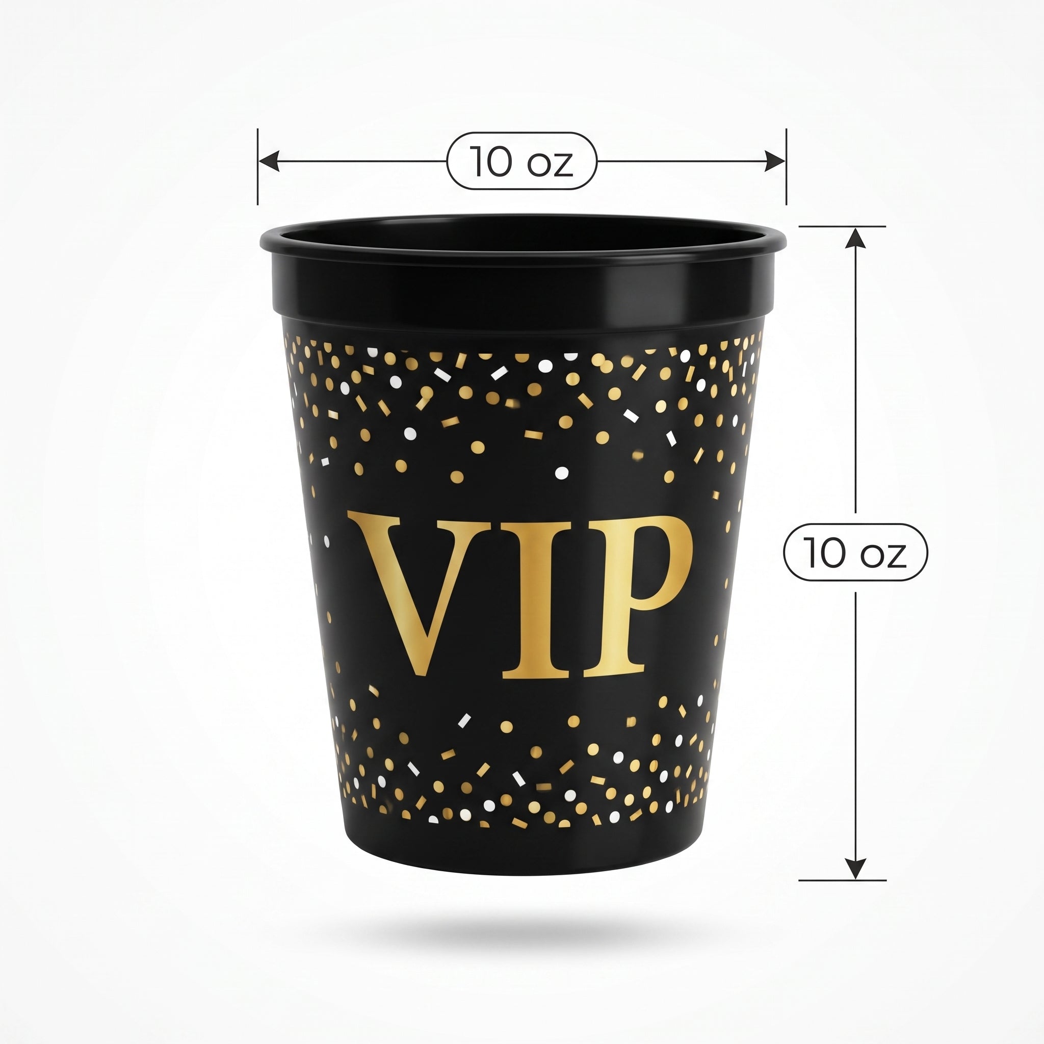 Awards Night VIP Plastic Tumblers, 10oz, Black/Gold, 20-Pack