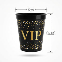 Awards Night VIP Plastic Tumblers, 10oz, Black/Gold, 20-Pack