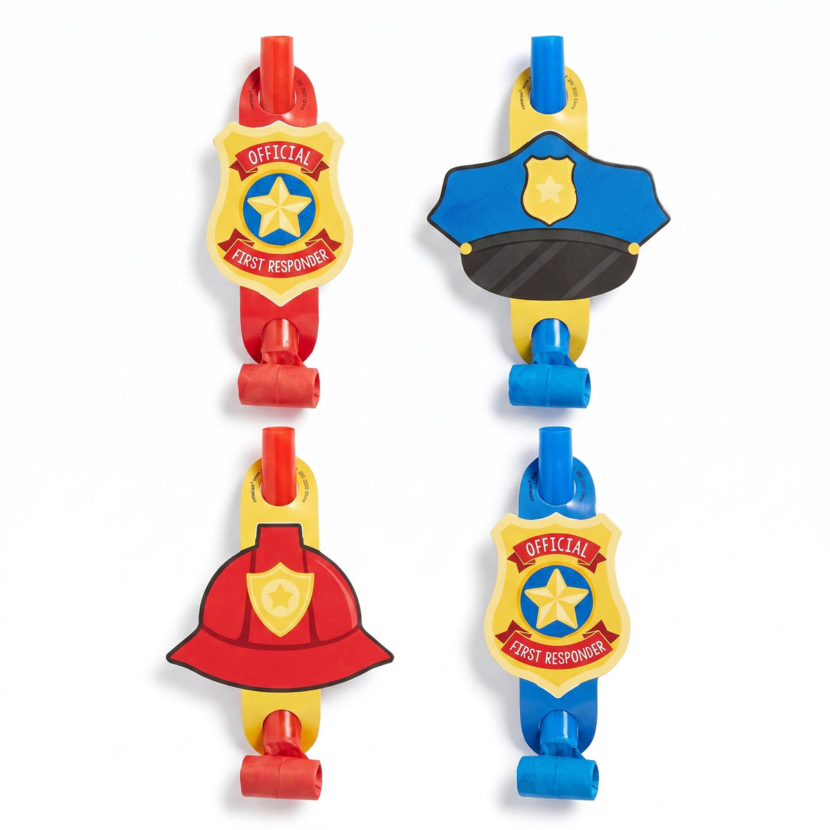 First Responders Themed Party Blowout Noisemakers, 8-Pack