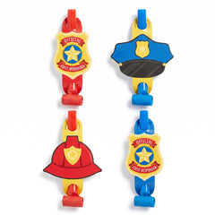 First Responders Themed Party Blowout Noisemakers, 8-Pack
