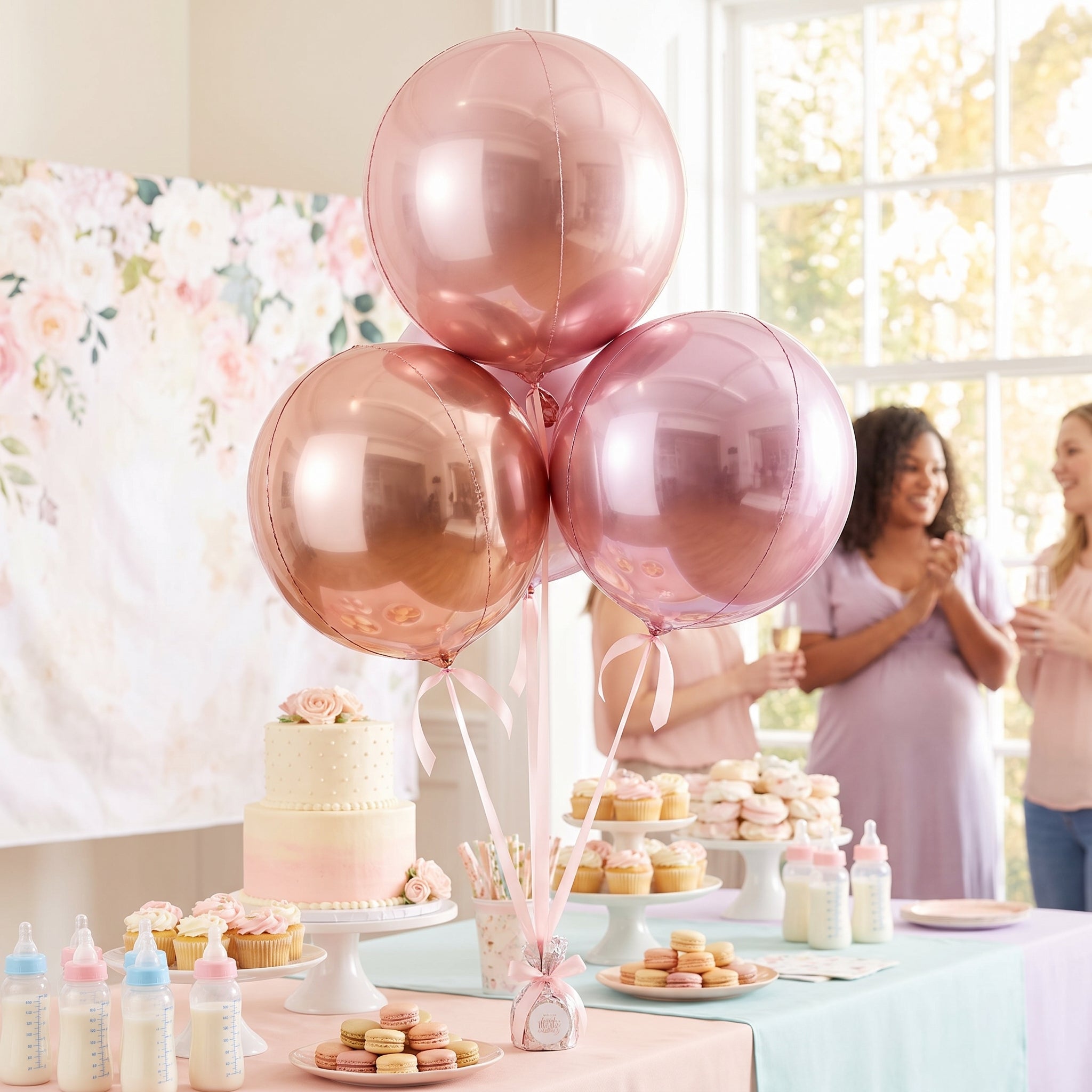 Radiant Rose Gold Orbz Balloon Bunch