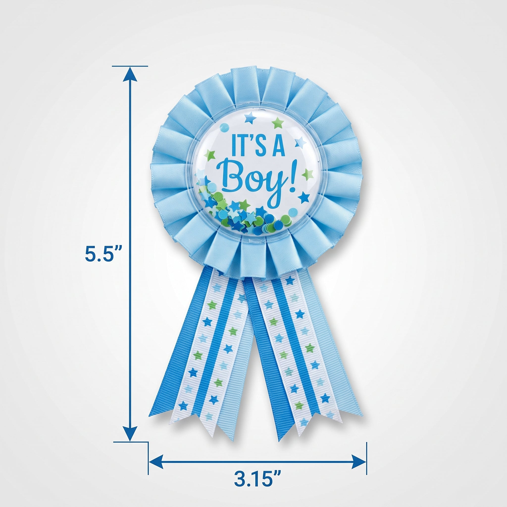 "It's a Boy" Confetti Shaker Award Ribbon - Blue Baby Shower Accessory
