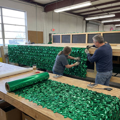 Green Metallic Floral Vinyl Curtain - 15 Ft.