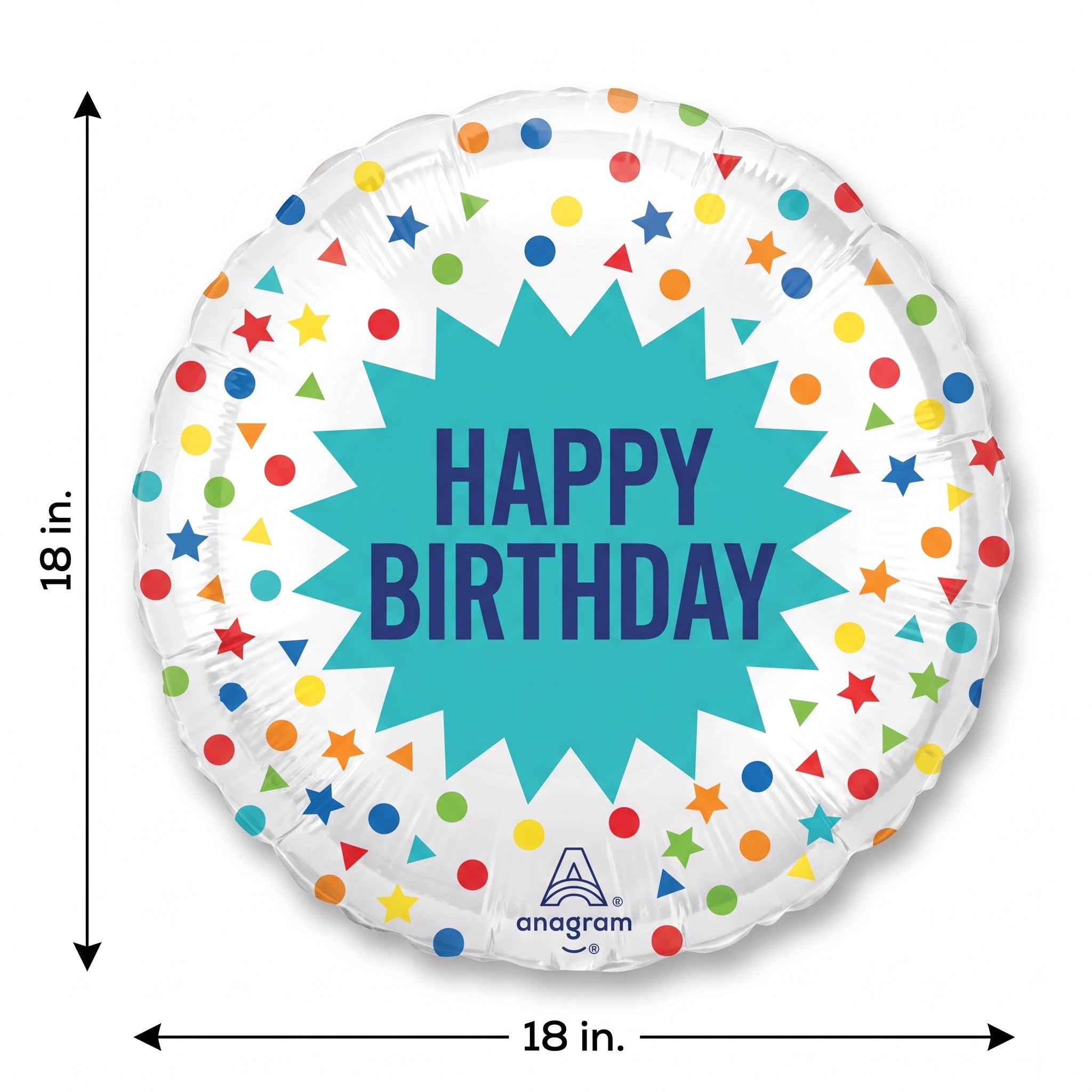 Colorful Dots & Stars Happy Birthday Foil Balloon