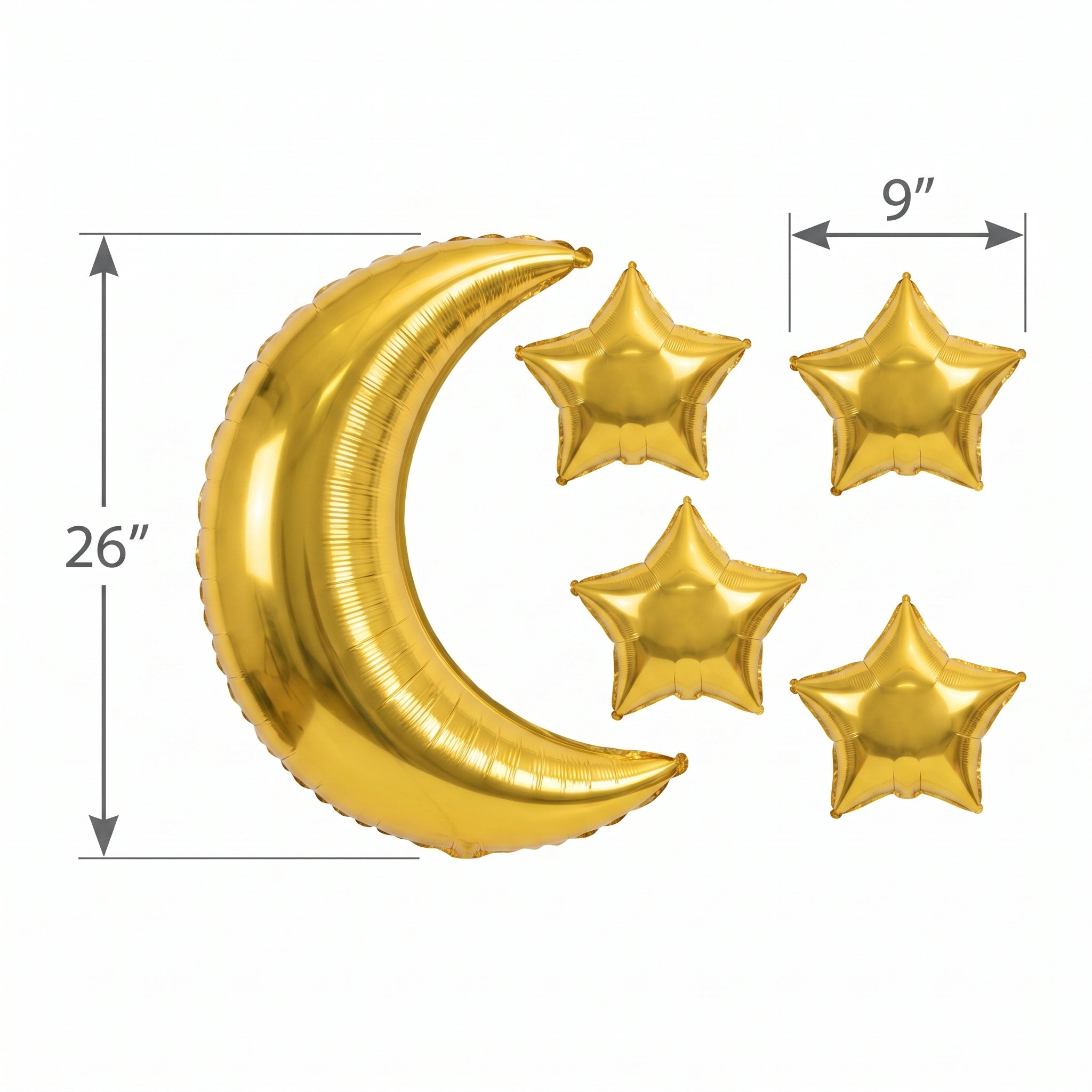 Gold Moon & Stars Foil Balloon Set