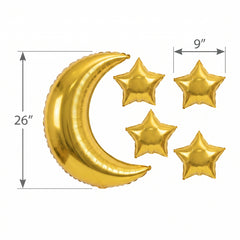 Gold Moon & Stars Foil Balloon Set