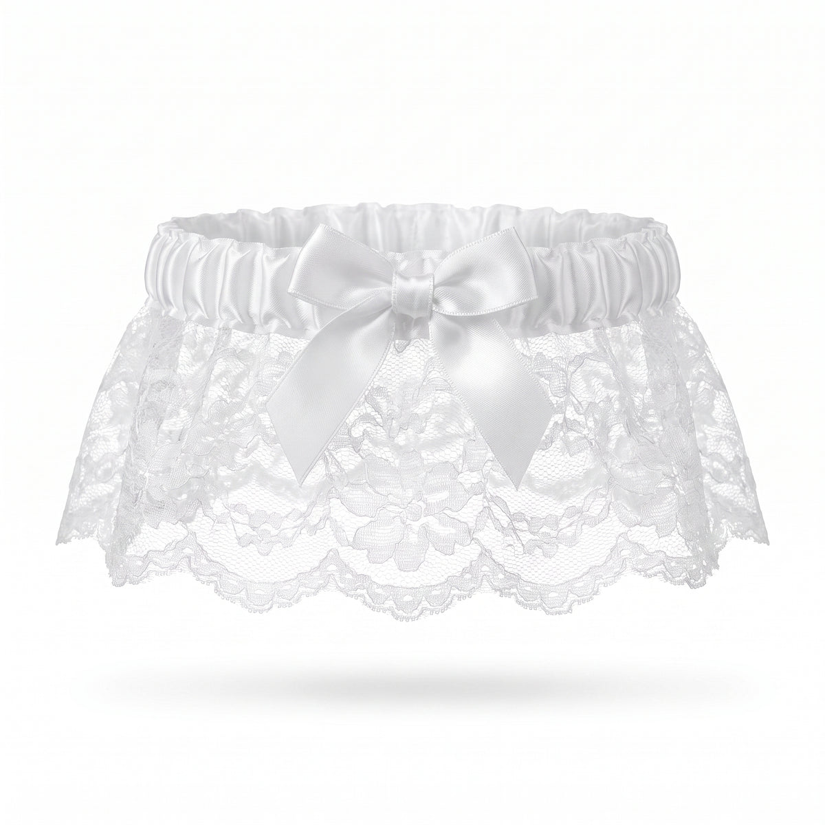 Elegant White Lace Wedding Garter with Satin Bow