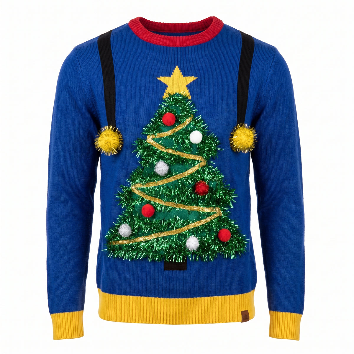 Men's Ugly Christmas Tree Sweater - Blue, L/XL - Adult L/XL