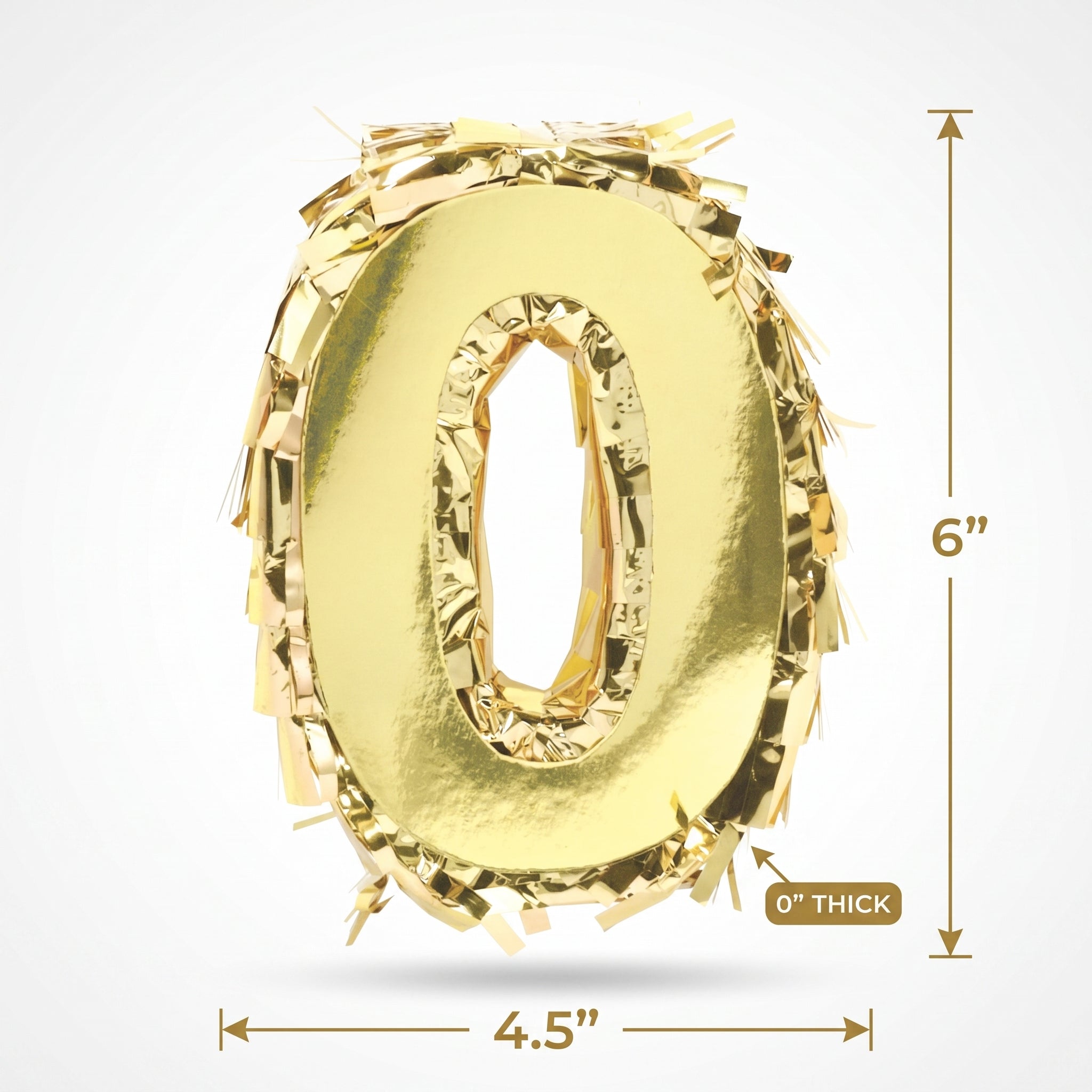 Metallic Gold Mini Number 0 Piñata Decoration