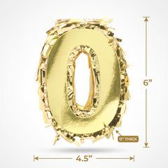 Metallic Gold Mini Number 0 Piñata Decoration