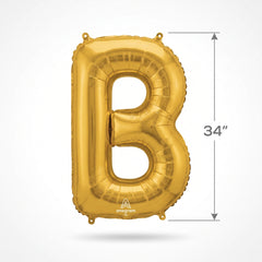 Gold Letter B Foil Balloon - Metallic Super Shape