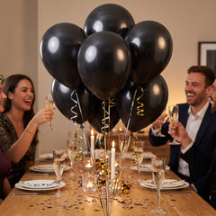 Pearl Black Latex Balloons - 12 In. | 15 Count