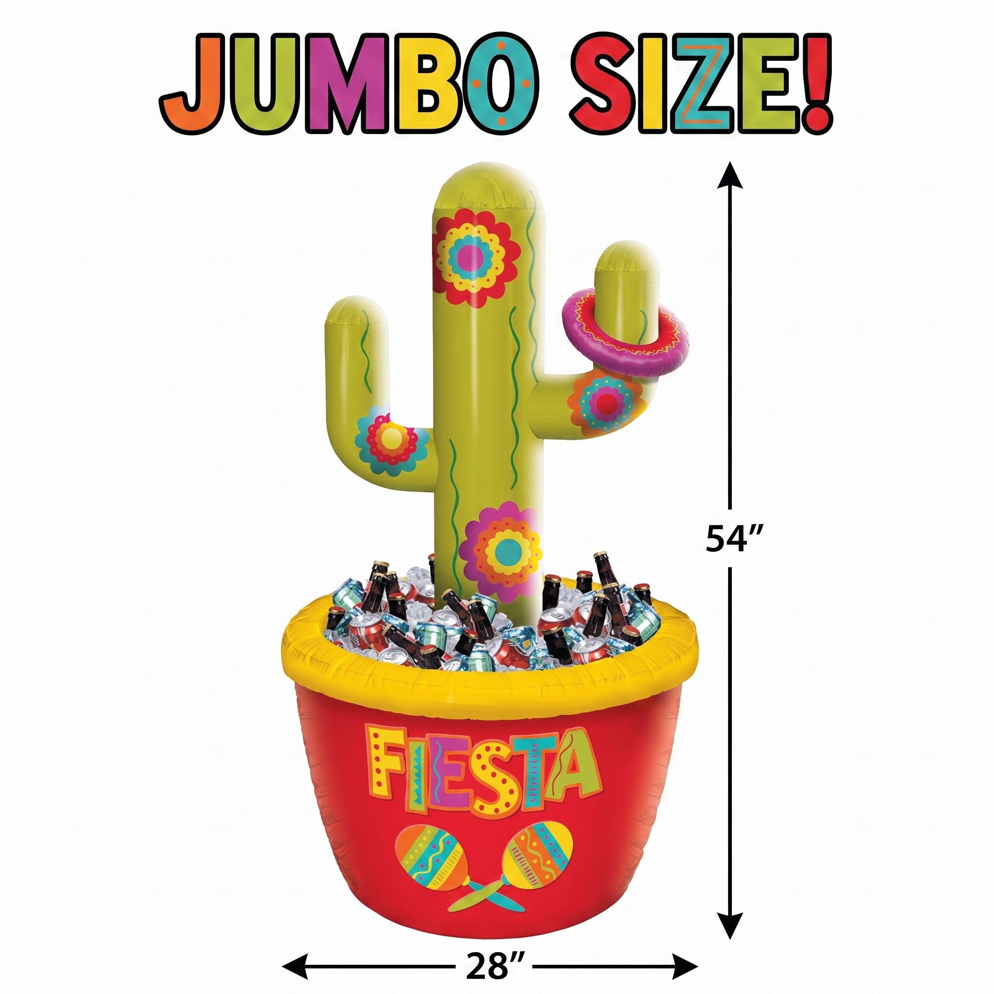 Jumbo Inflatable Cactus Cooler with Ring Toss Game - 54" Fiesta Fun