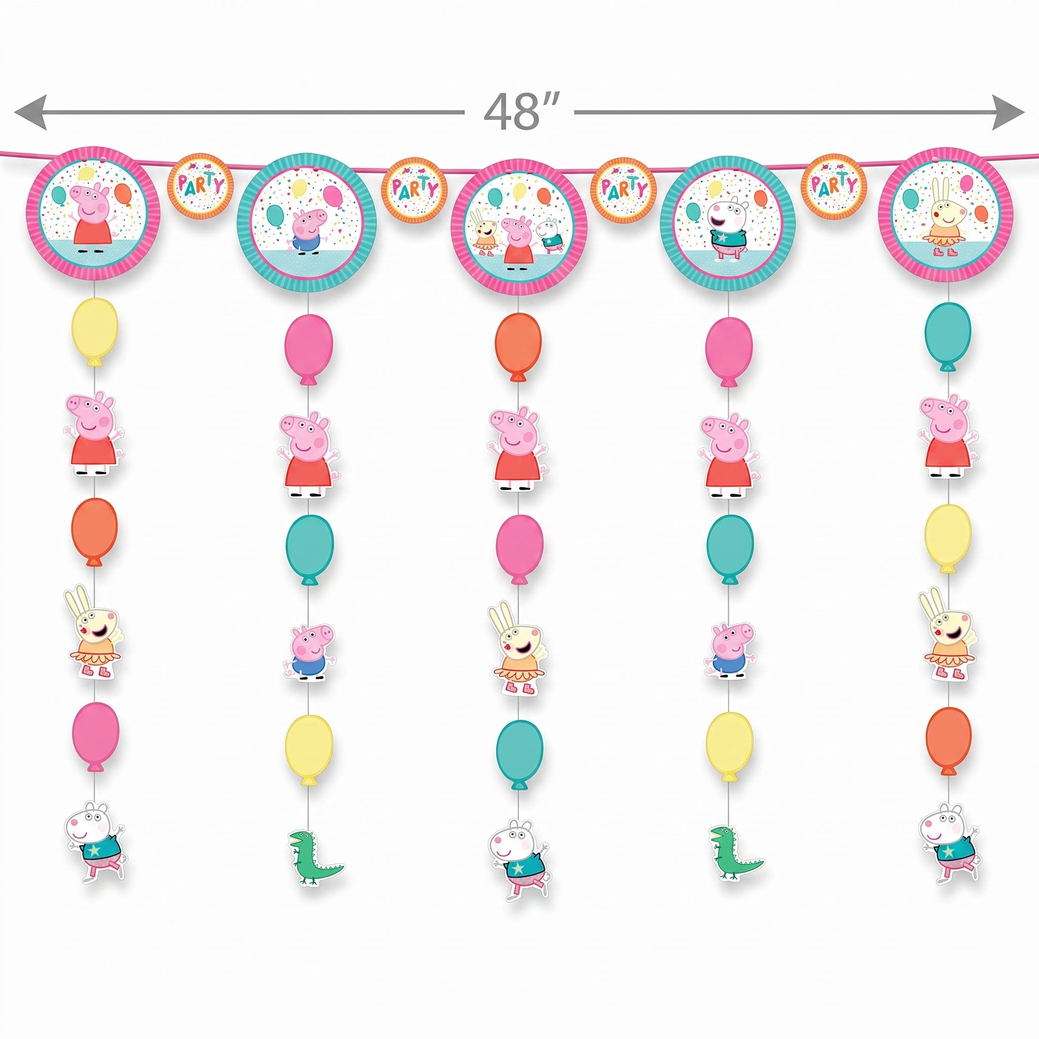Peppa Pig Party Hanging String Decoration Garland, 10 ft