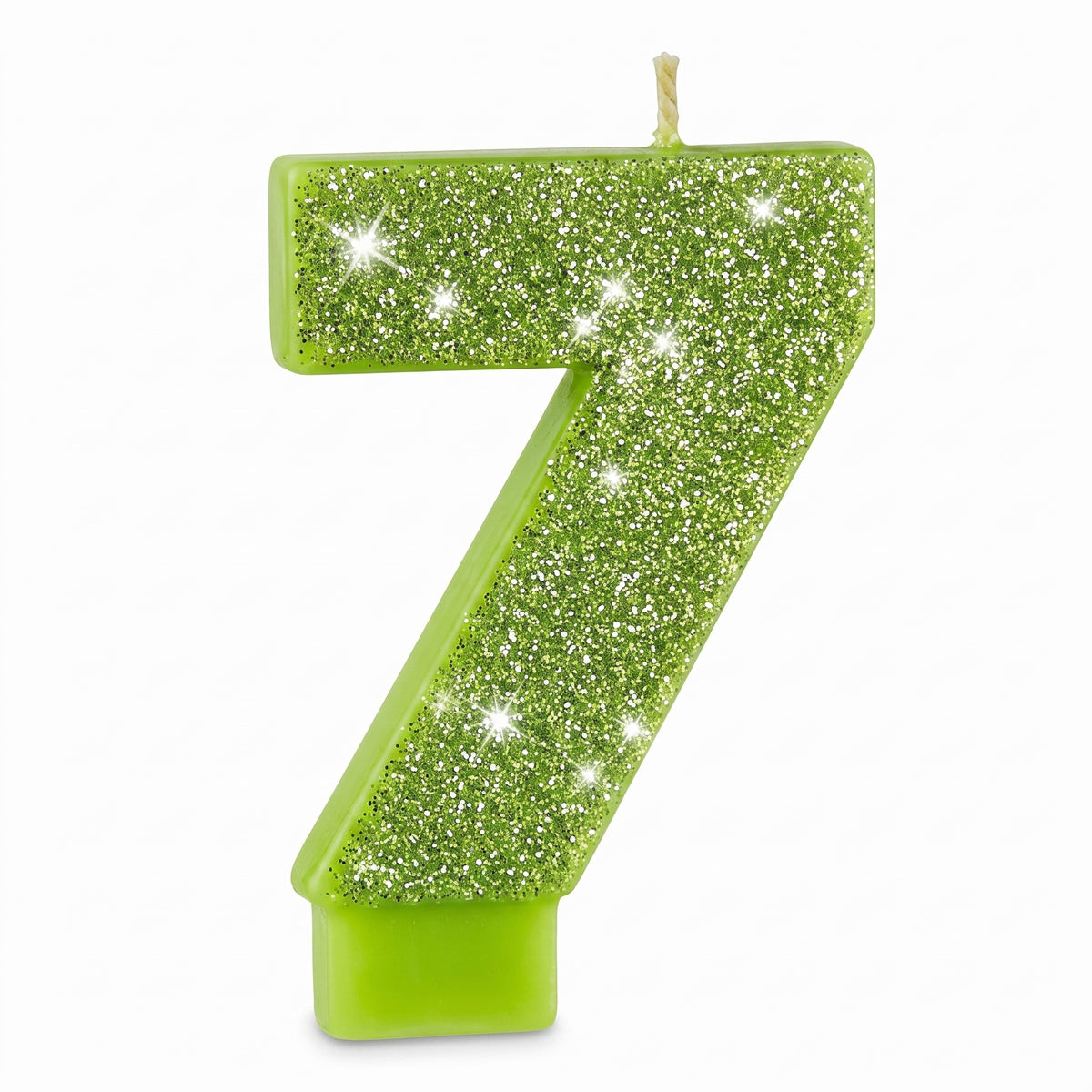Kiwi Glitter Number 7 Birthday Candle