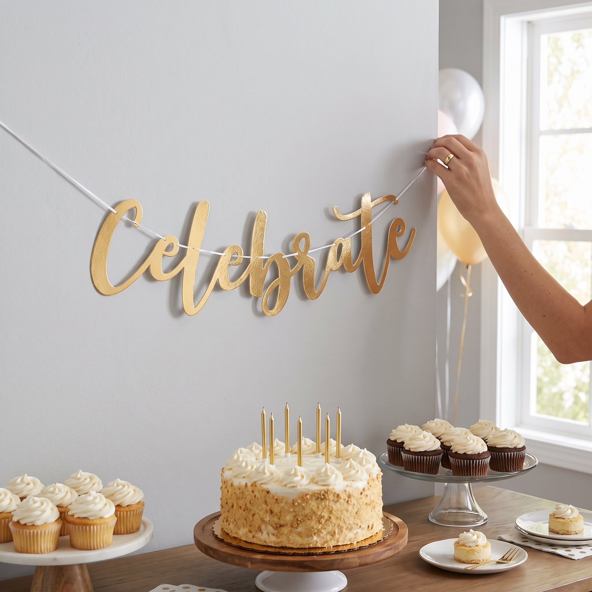 Gold Motif "Celebrate" Banner