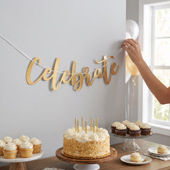 Gold Motif "Celebrate" Banner