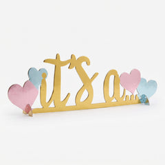 "It's a..." Gold Table Centerpiece for Gender Reveal, 14-Inch