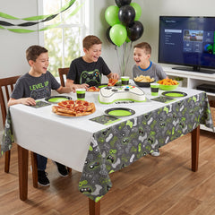 Level Up Gaming Theme Plastic Table Cover for Kids Birthday Parties