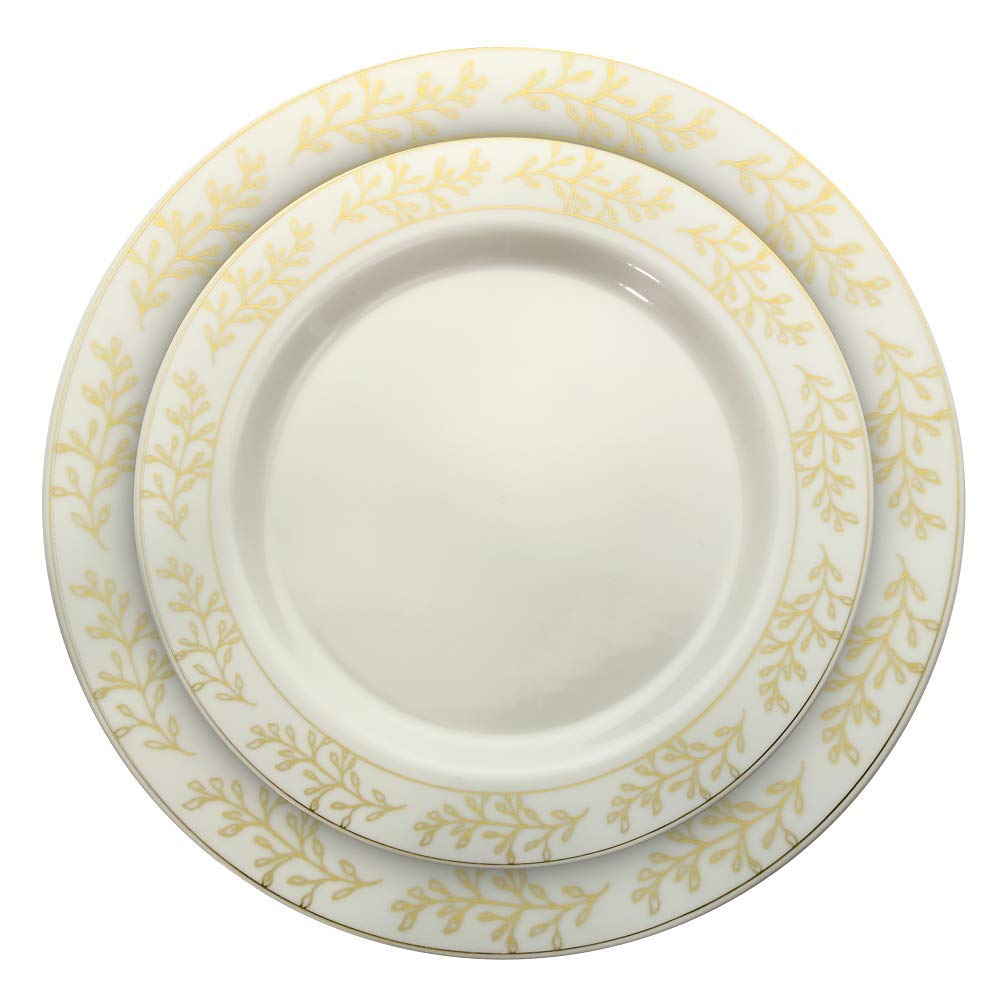 7.5 In. Gold Leaf Design Plastic Plates | 120 Count