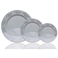 7.5 In. Silver Leaf Design Plastic Plates | 120 Count