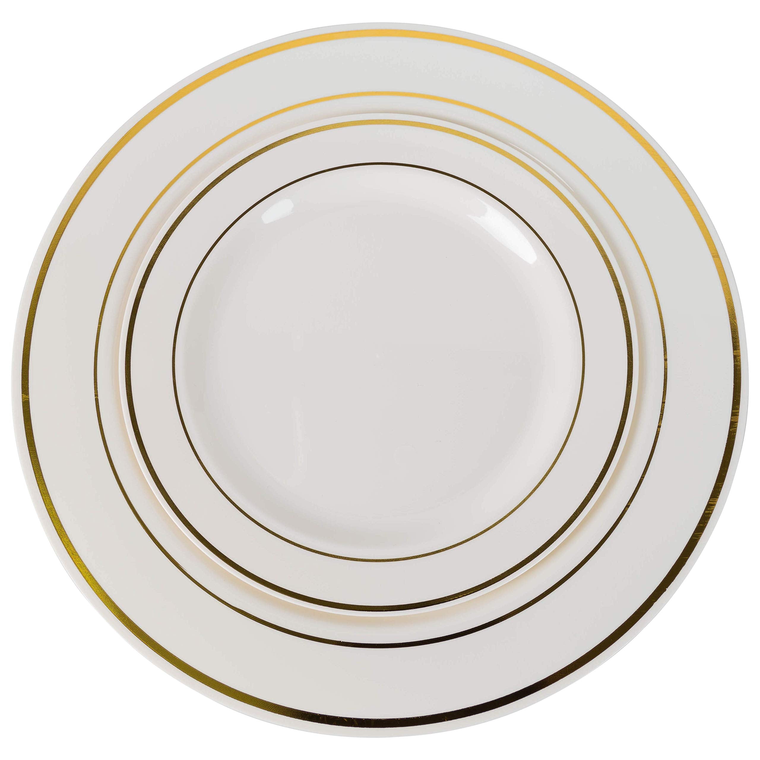 7.5 In. White/Gold Line Design Plates | 10 Count