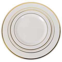 7.5 In. White/Gold Line Design Plates | 10 Count