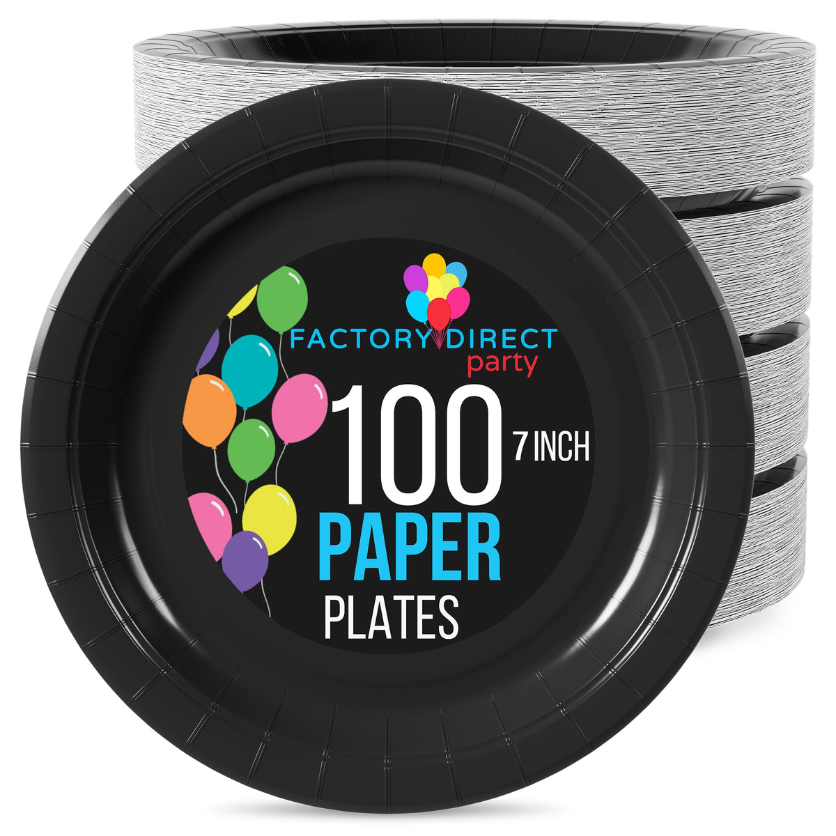 7 In. Black Paper Plates | 100 Count