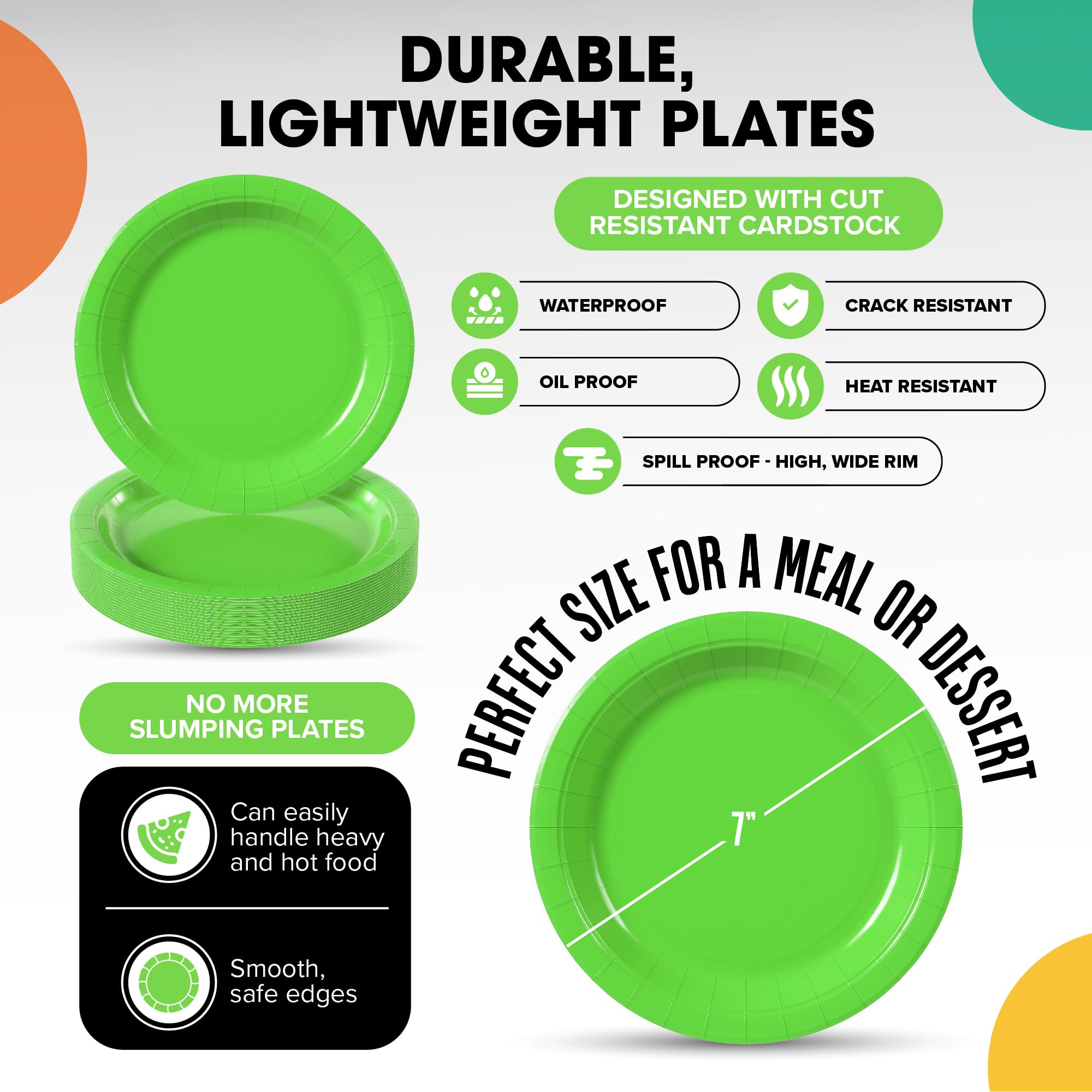 Unleashed - 7 In. Lime Green Paper Plates | 100 Count