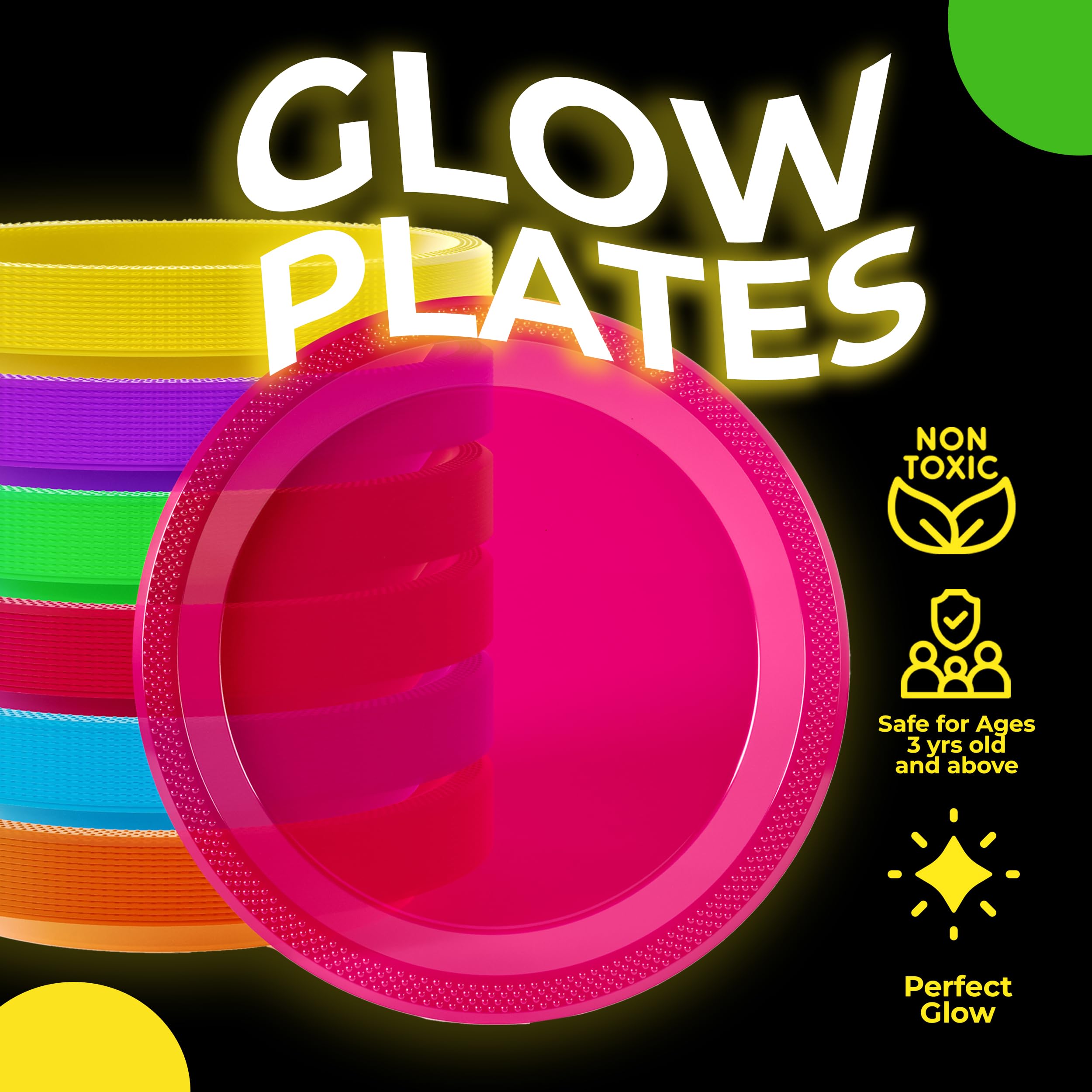 7 In. Neon Assorted Color Plastic Plates | 60 Count