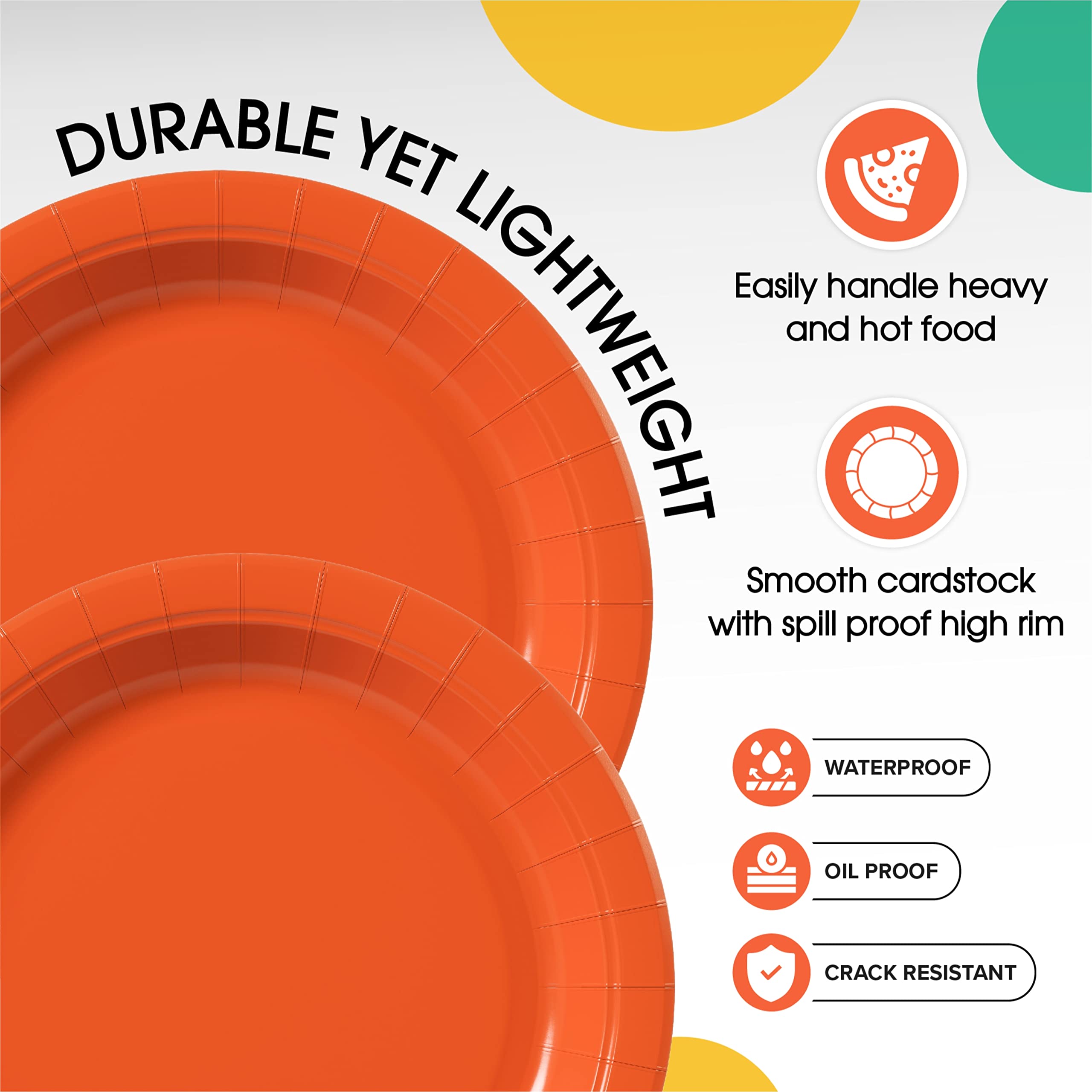 7 In. Orange Paper Plates | 100 Count