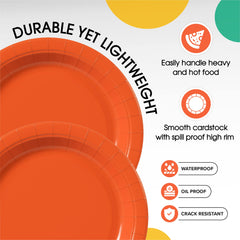 7 In. Orange Paper Plates | 100 Count