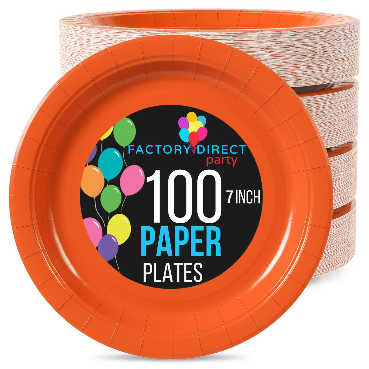 7 In. Orange Paper Plates | 100 Count