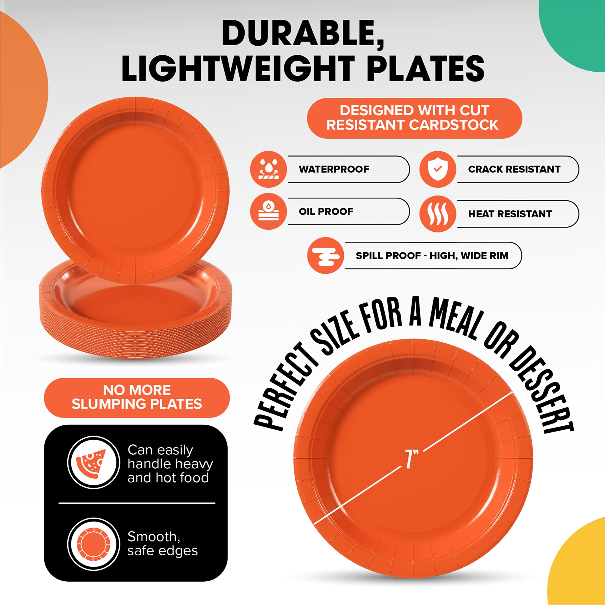 Little Gym - 7 In. Orange Paper Plates | 100 Count