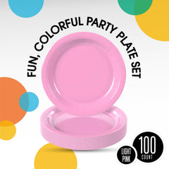 7 In. Pink Paper Plates | 100 Count