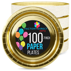 7 In. Reflective Gold Paper Plates | 100 Count