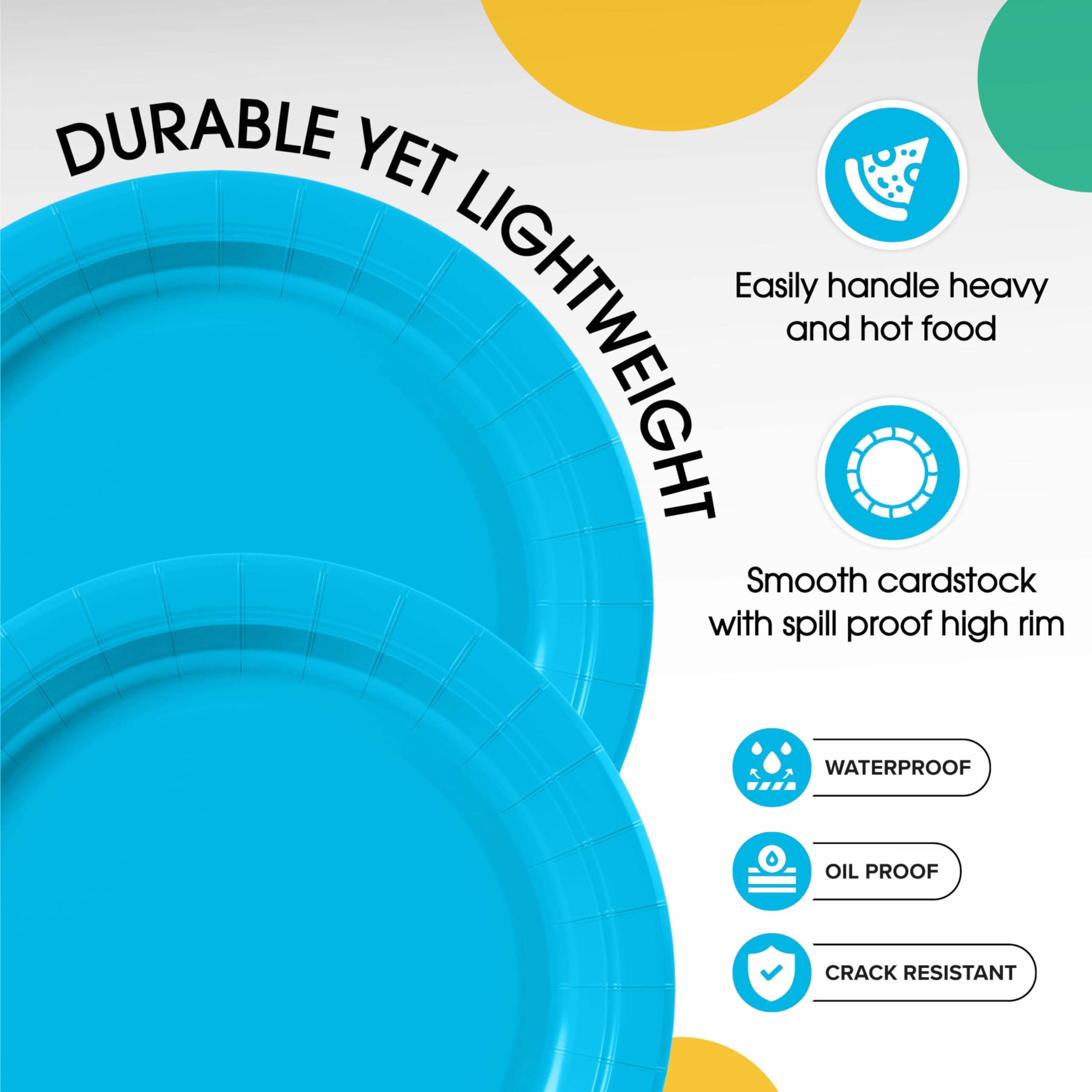 7 In. Turquoise Paper Plates | 100 Count