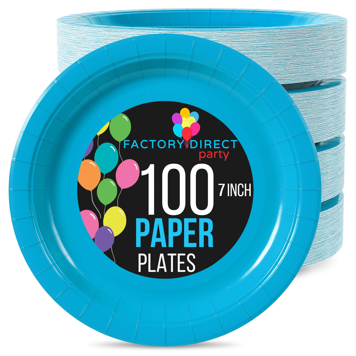 7 In. Turquoise Paper Plates | 100 Count