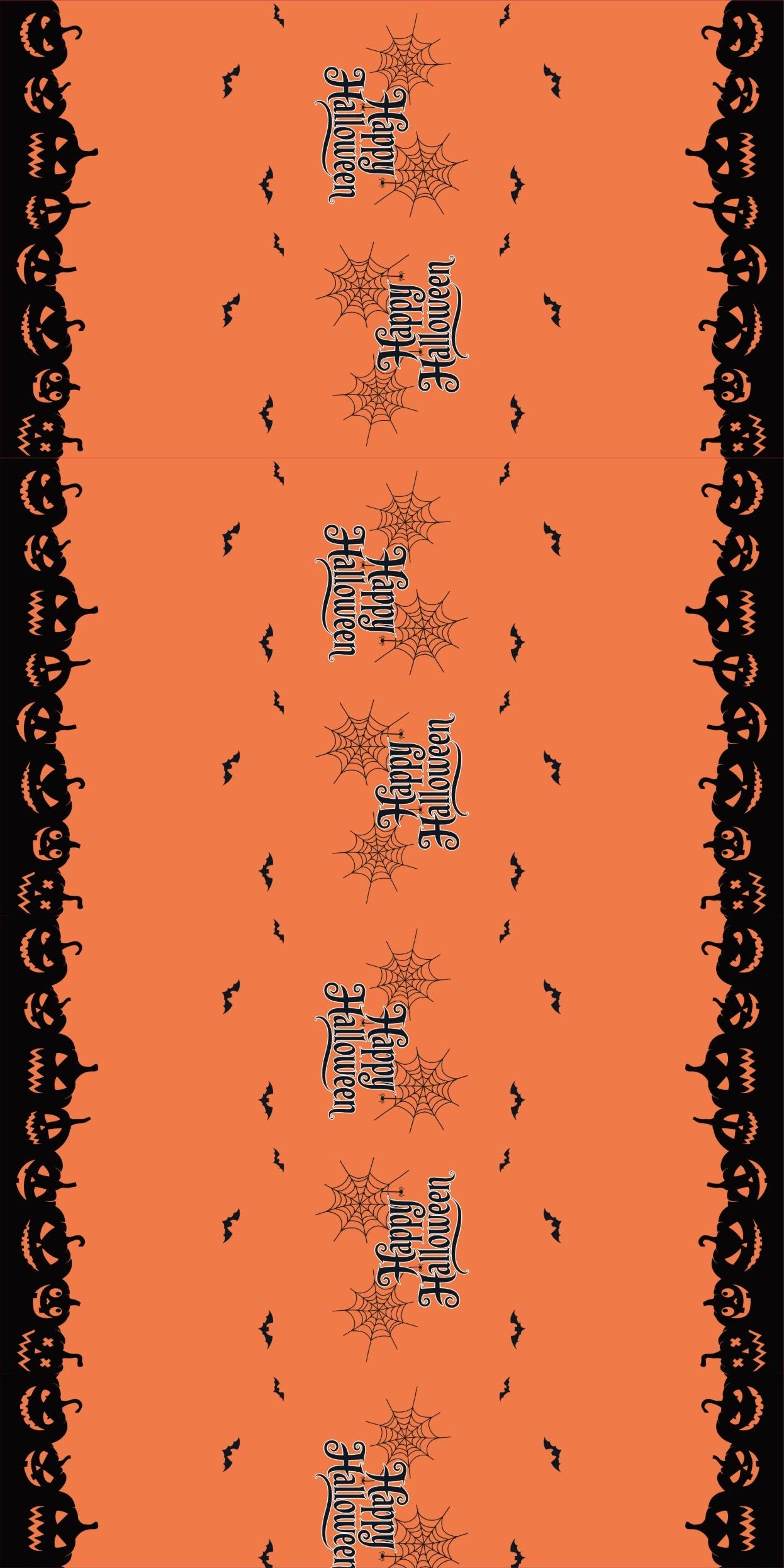 Full 54 in. x 108 in. Happy Halloween table cover print laid flat