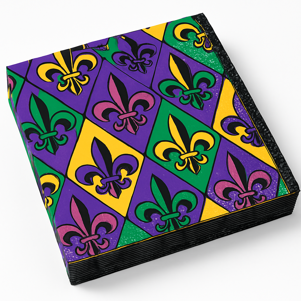 Mardi Gras Fleur-de-Lis Beverage Napkins - 36 Pack