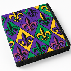 Mardi Gras Fleur-de-Lis Beverage Napkins - 36 Pack